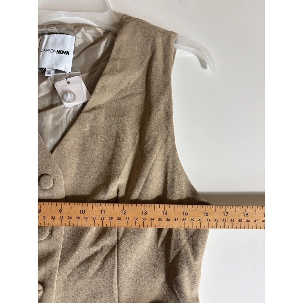 Fashion Nova Work Blaze Business Vest Top Set of 2 Womens Medium Black Tan Lined - Picture 3 of 10